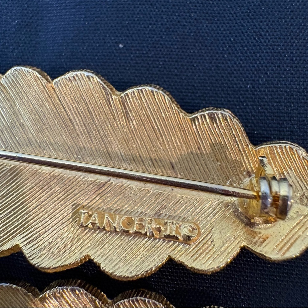 Vintage Tancer II Set of 2 Enamel Goldtone Feather Pins Brooches - Picture 6 of 8
